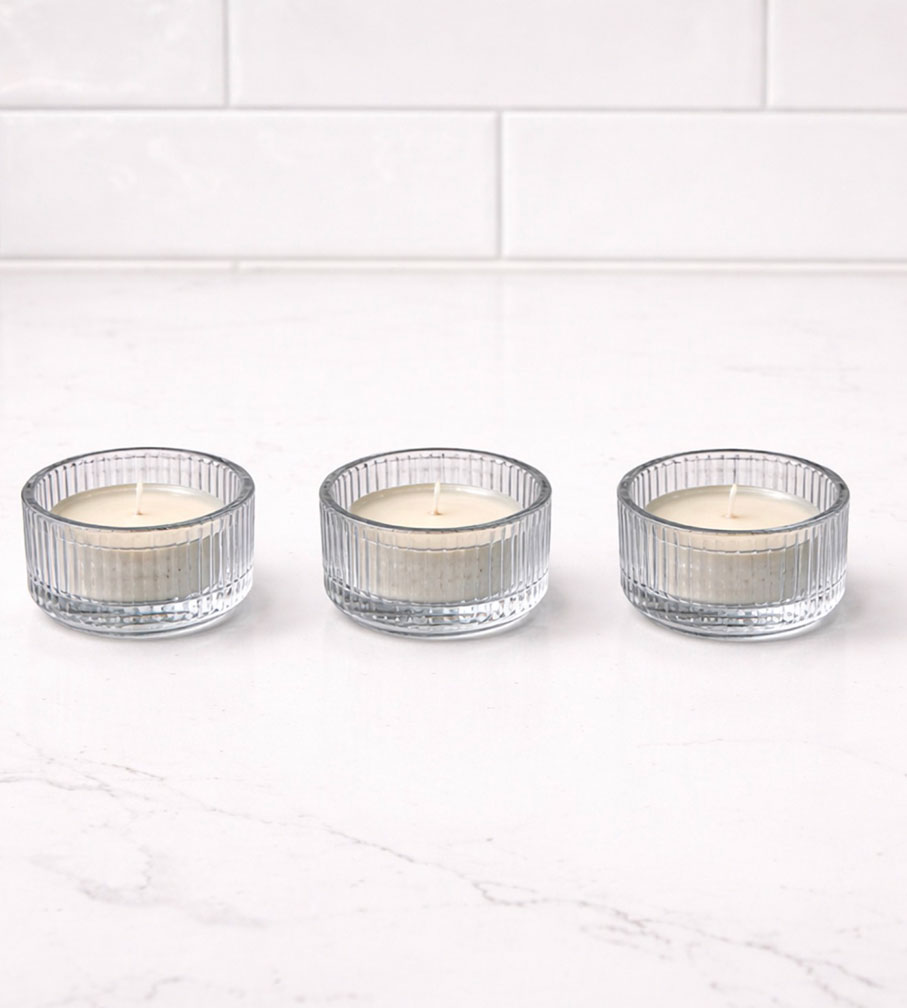 Clear Glass Ribbed Tea Light Votive