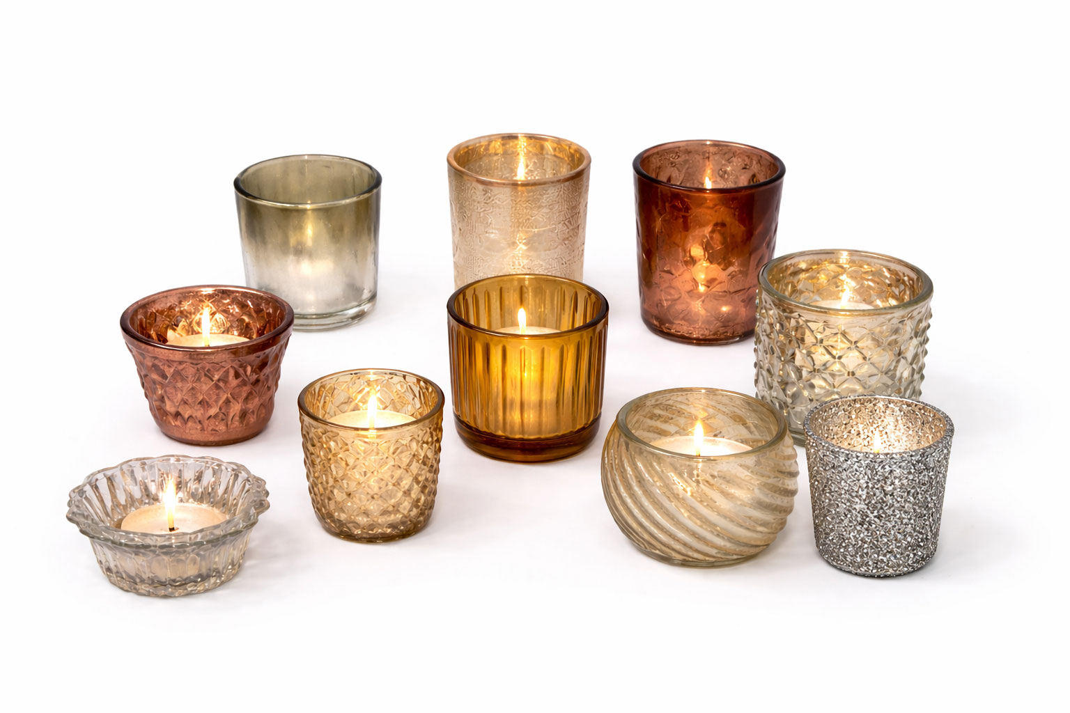 Assorted Gold Glass Tea Light Votive