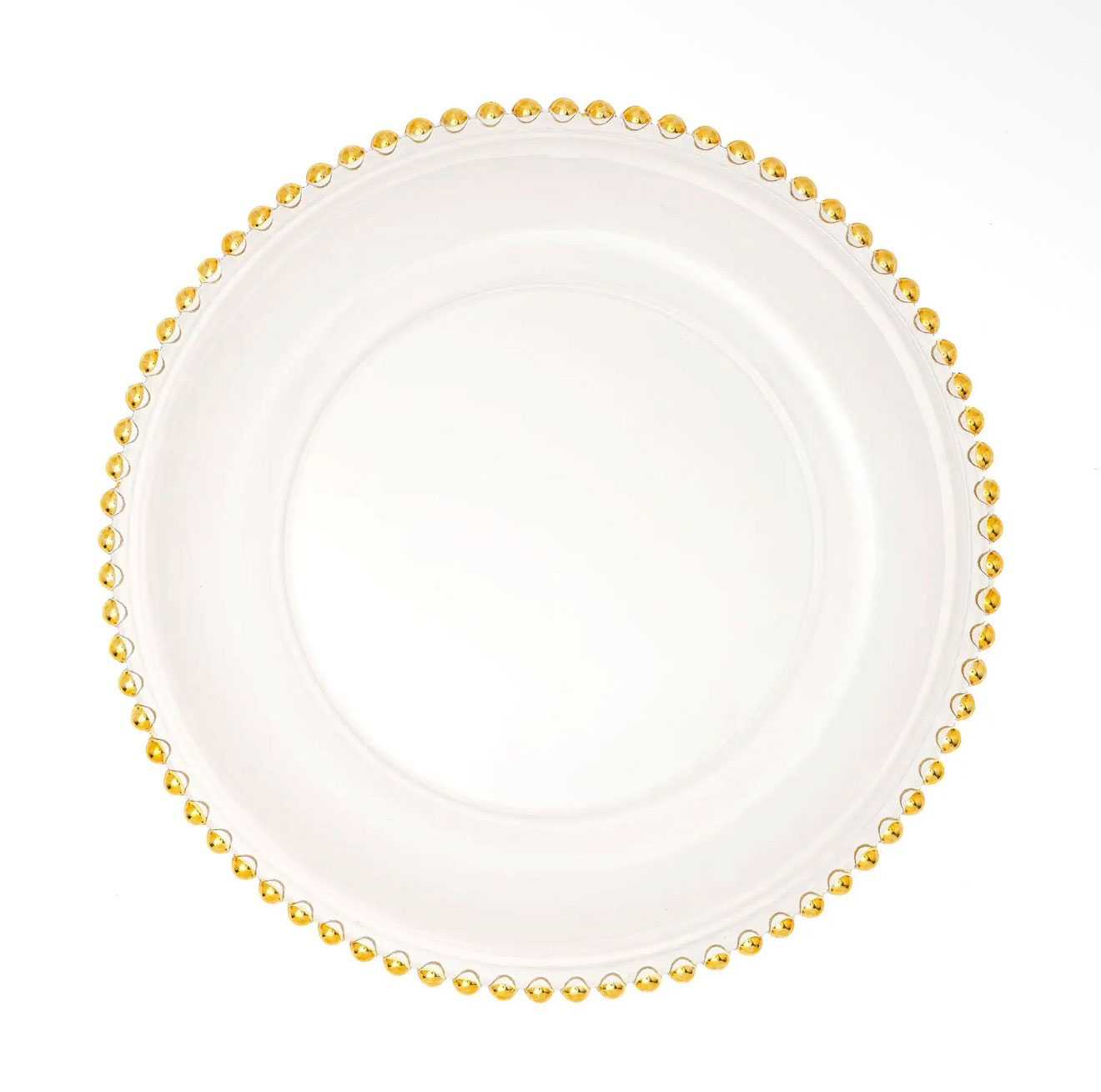 Gold beaded glass charger plate